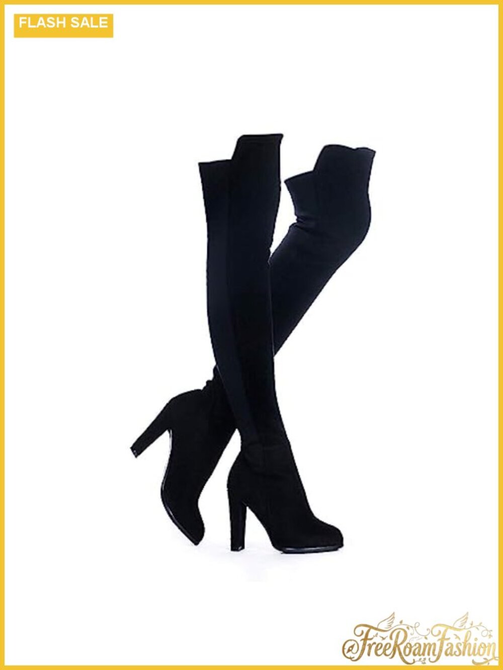 Faux Suede Chunky Heel Over The Knee Thigh High Boots 3.5"